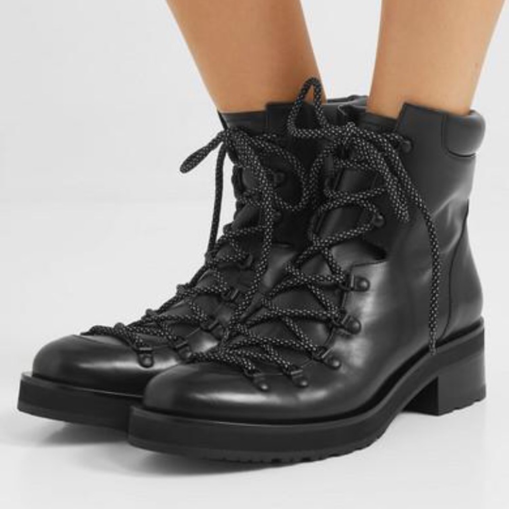 Black Leather Combat Boots
